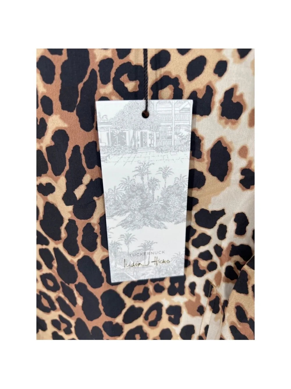 NWT Tuckernuck x India Hicks Leopard Print Domino Long-Sleeve Mini Dress